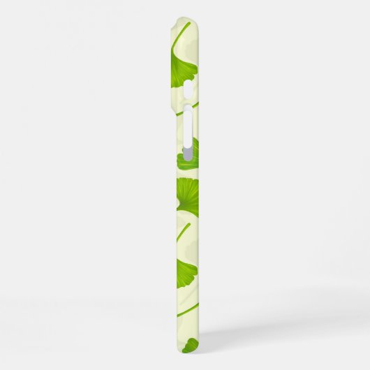 Ginkgo patroon op wit iPhone hoesje (Linkerkant)