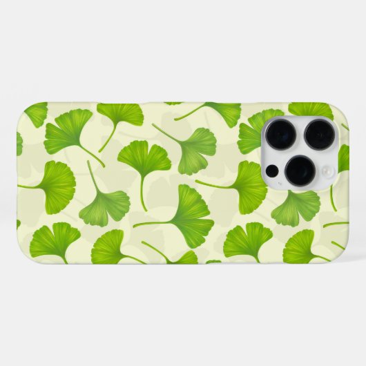 Ginkgo patroon op wit iPhone hoesje (Achterkant horizontaal)