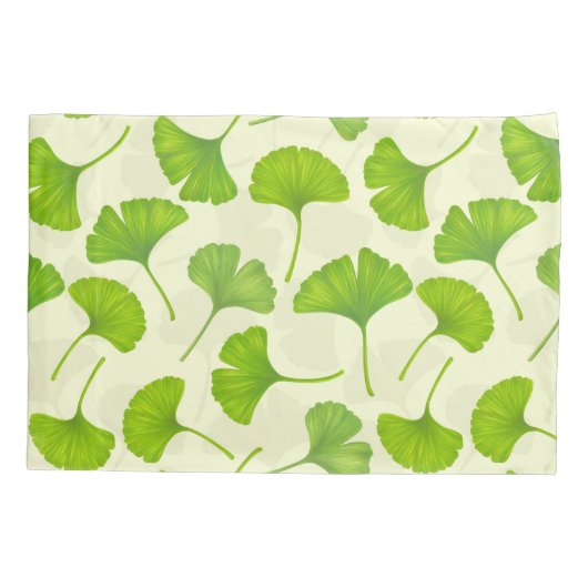 Ginkgo patroon op wit kussensloop (Achterkant-Links)