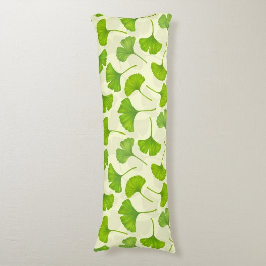 Ginkgo patroon op wit lichaamskussen (Voorkant Verticaal)