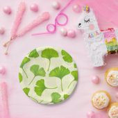 Ginkgo patroon op wit papieren bordje (Feest)