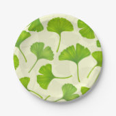 Ginkgo patroon op wit papieren bordje (Voorkant)