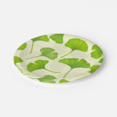Ginkgo patroon op wit papieren bordje (Gekanteld)