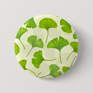 Ginkgo patroon op wit ronde button 5,7 cm