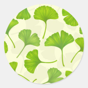 Ginkgo patroon op wit ronde sticker