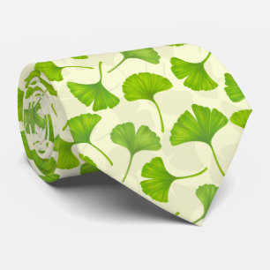 Ginkgo patroon op wit stropdas