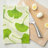 Ginkgo patroon op wit theedoek (Quarter Fold)