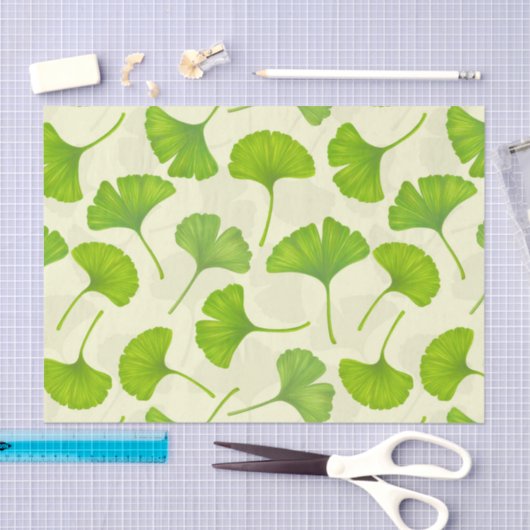 Ginkgo patroon op wit tissuepapier (Craft)