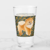 GINKGO Red Chow 16 oz glazen design voor- en achte (Voorkant)