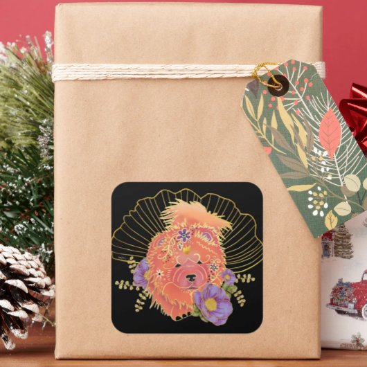 GINKGO SPIRIT Chow hond Vierkante Sticker