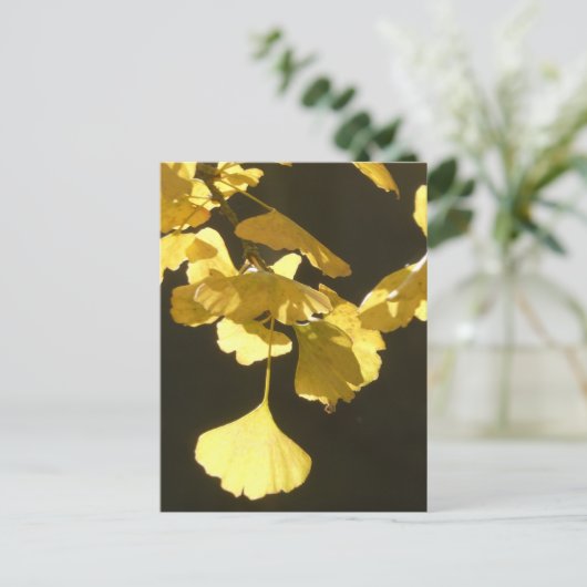Ginkgo Sunny Autumn Leaves DIY Postcard Feestdagenkaart (Staand voorkant)