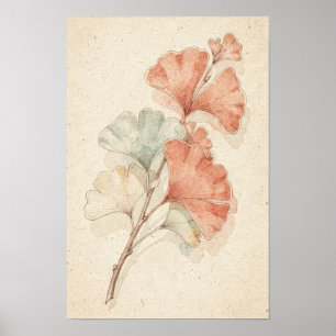 Ginkgo tak botanische print waaierbladstudie