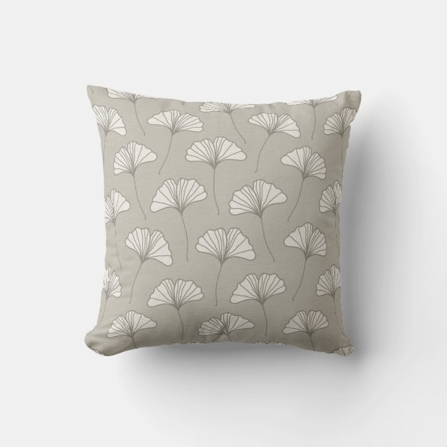 Ginkgo Tree Leaf Pattern Grey and white Kussen (Voorkant)