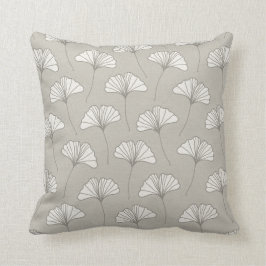 Ginkgo Tree Leaf Pattern Grey and white Kussen