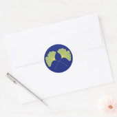 Ginkgo Tree Leaves Blauw en Groen Ronde Sticker (Envelop)