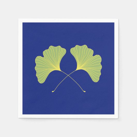 Ginkgo Tree Leaves Blauw en Groen Servet (Voorkant)