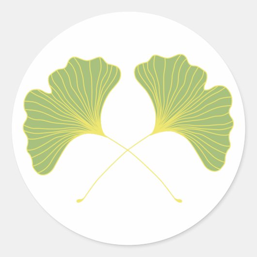 Ginkgo Tree Lente Groene bladeren Ronde Sticker (Voorkant)