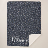 Ginkgo verlaat marine en koraal familie monogram sherpa deken (Voorkant)