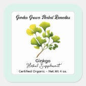 Ginkgo verlaat Square Sticker Product Label (Voorkant)