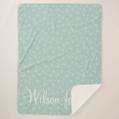 Ginkgo verlaat turquoise en koraal familie monogra sherpa deken (Voorkant)