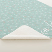 Ginkgo verlaat turquoise en koraal familie monogra sherpa deken (3/4)