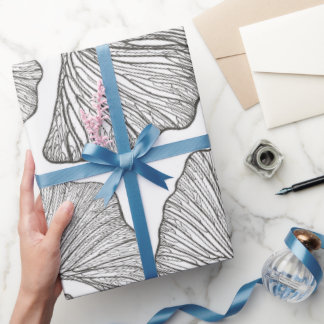 Ginkgo verlaat Verpakkingspapier. Zwart-Wit Cadeaupapier