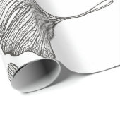 Ginkgo verlaat Verpakkingspapier. Zwart-Wit Cadeaupapier (Rol Hoek)