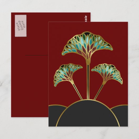 Ginkgo verliest Art Deco Briefkaart (Voorkant / Achterkant)