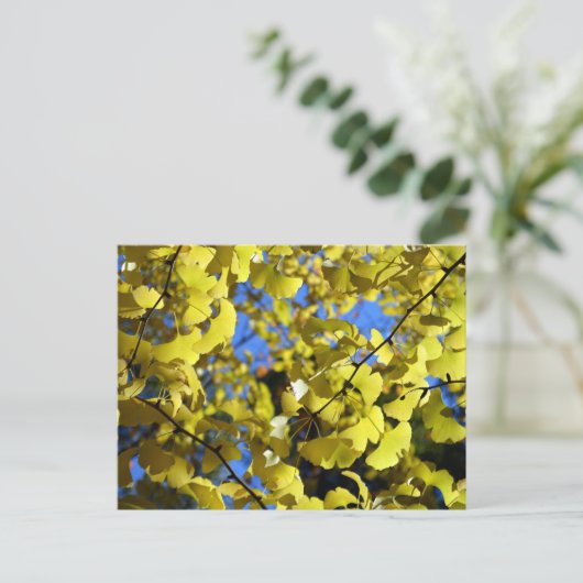 Ginkgo vertrekt in de late herfst: Japan Briefkaart (Staand voorkant)
