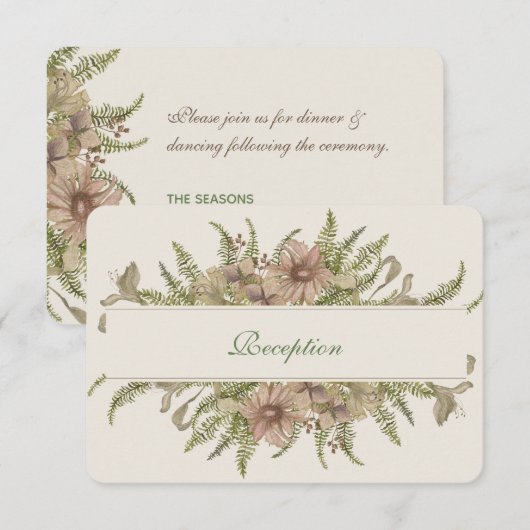Ginkgo Watercolor Bloemen Bruiloft Receptie Kaart (Voorkant / Achterkant)