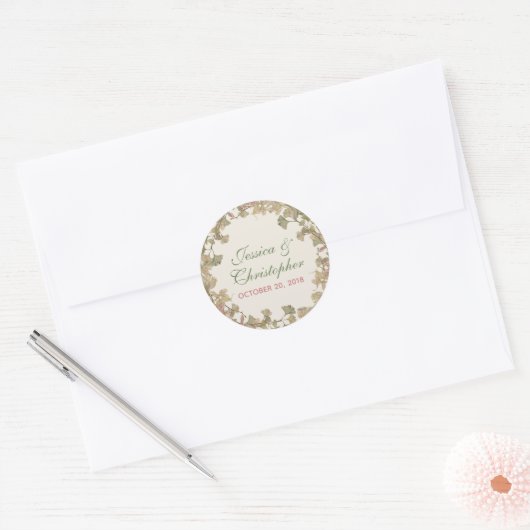 Ginkgo Waterverf Bloemen Bruiloft Sticker (Envelop)