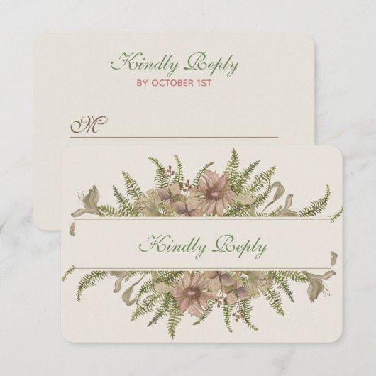 Ginkgo Waterverf Bloemenbruiloft RSVP Kaartje (Voorkant / Achterkant)