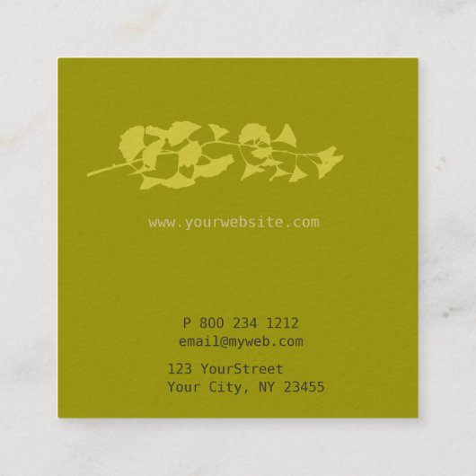 Ginkgo Yoga Elegant    Professional Monogrammed Vierkante Visitekaartje (Achterkant)