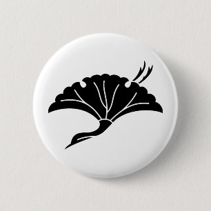 Ginkgoblad in de vorm van een kraanvogel ronde button 5,7 cm