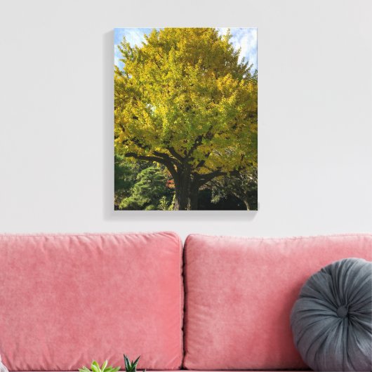 Ginkgoboom van Gulden Geel Canvas Afdruk (Insitu (Woonkamer))