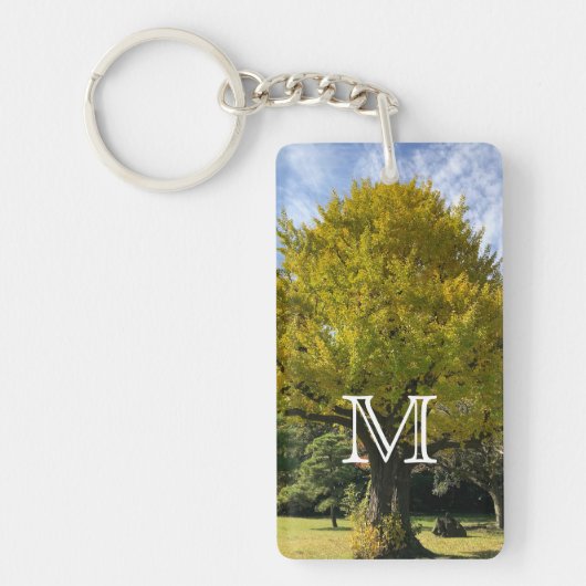 Ginkgoboom van Gulden Geel Sleutelhanger (Voorkant)