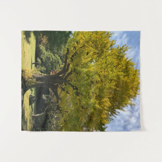 Ginkgoboom van Gulden Geel Wandkleed (Voorkant (horizontaal))