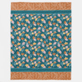 Ginkgos op Ocean Blue met Terracotta Blanket Fleece Deken (Voorkant)