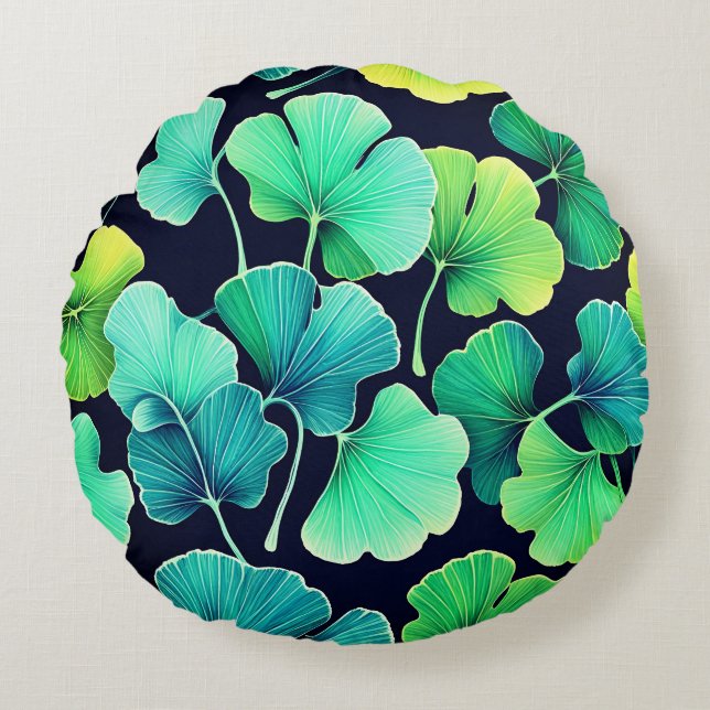Ginko biloba bladeren  rond kussen (Voorkant)