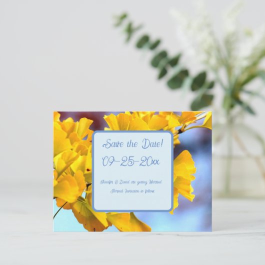 Ginko Biloba Save the Date Briefkaart (Staand voorkant)