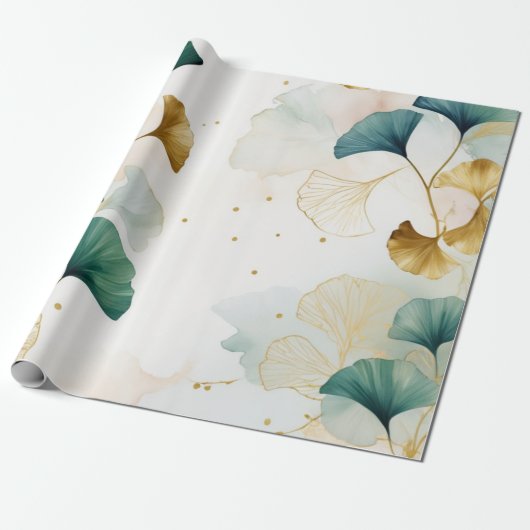 Ginko luxueuze Gold Line Cadeaupapier (Uitgerold)