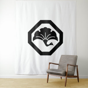 Ginkoblad in de vorm van een kraan op een dienblad wandkleed