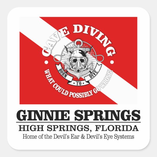 Ginnie Springs (best caves) Vierkante Sticker (Voorkant)