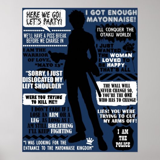 Gintama Hijikata Toshiro Quotes Poster (Voorkant)