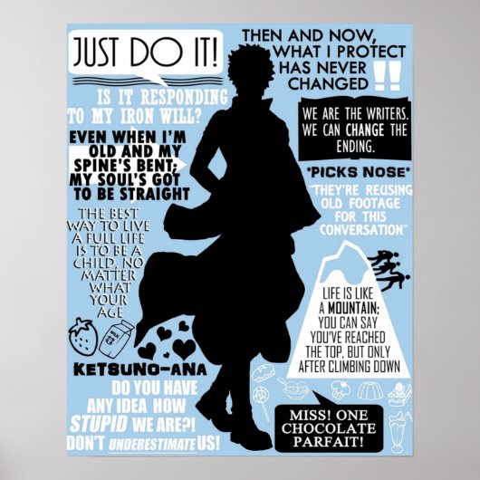 Gintama Sakata Gintoki Quotes Poster (Voorkant)