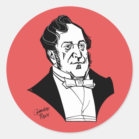 Gioachino Rossini Ronde Sticker (Voorkant)