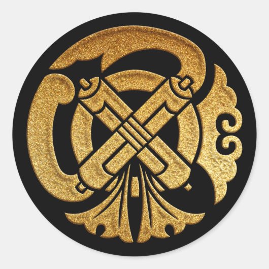 Gion Mamori Kamon in Gold Seal Ronde Sticker (Voorkant)