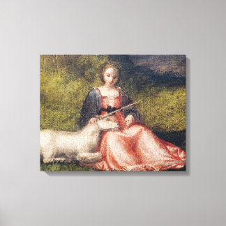 Giorgione's Woman with Unicorn (1510) Canvas Afdruk