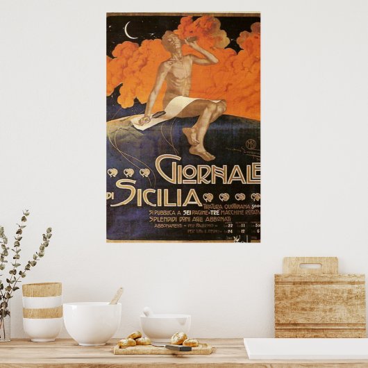 Giornale di Sicilia  Italiaans reisbureau Poster (Keuken)
