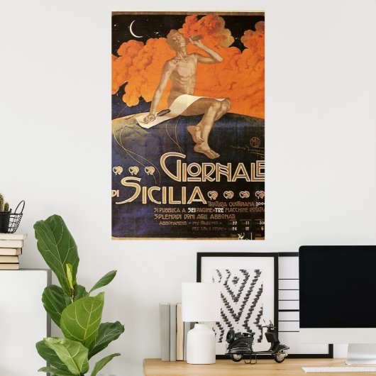 Giornale di Sicilia  Italiaans reisbureau Poster (Thuiskantoor)